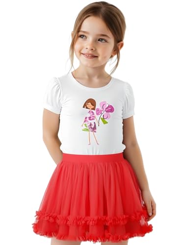 GroYolan Falda de Tutú para Niñas, Suave Falda de Tul para Niñas y Bebé, 2 Capas Falda Tutu con Forro, Volantes Princesa Faldas Fiesta Ballet Danza Carnaval Cosplay 1-10 Años