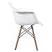 Giantex Dining Chairs Set of 2 White, Easily Assemble Modern Mid Century Dining Chairs with Wood Legs, Max Load to 330 Lbs, Plastic Kitchen Chairs with Arm for Dining Room