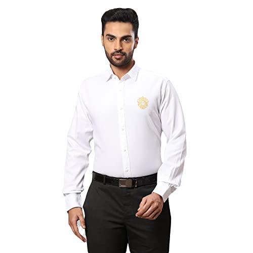 Image of Raymond Men's Full Sleeve Slim Fit White Casual Shirt