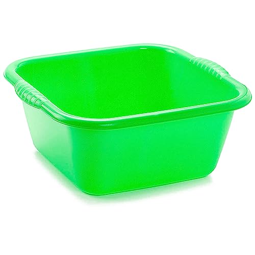 ACAN Tradineur - Cubo, Barreño, Tina Multiusos - Fabricado en plástico - Producto y Utensilio de Limpieza - Forma Cuadrado - Capacidad de 10 litros - 36,5 x 33,5 cm - Color Verde