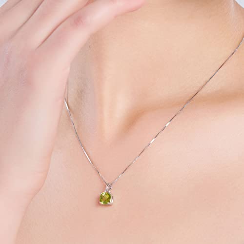 S925 2Ct Peridot Pendant Necklace Sterling Silver Gemstone August Birthstone Fine Jewelry For Women, 16 Inch #TOP1
