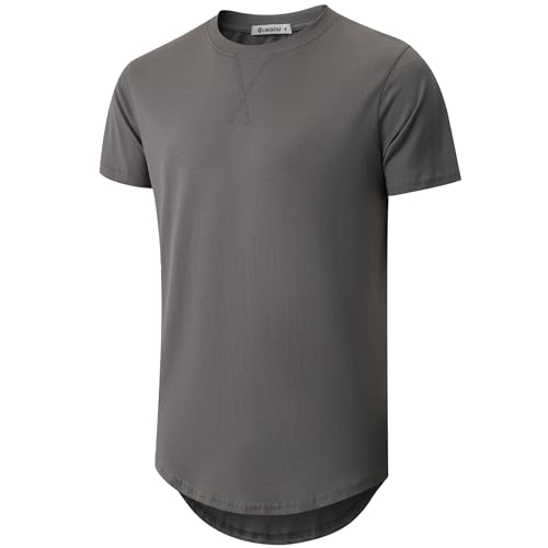 Image of KLIEGOU Men's 100% Cotton Longline T-Shirt, Pre-Shrunk Soft