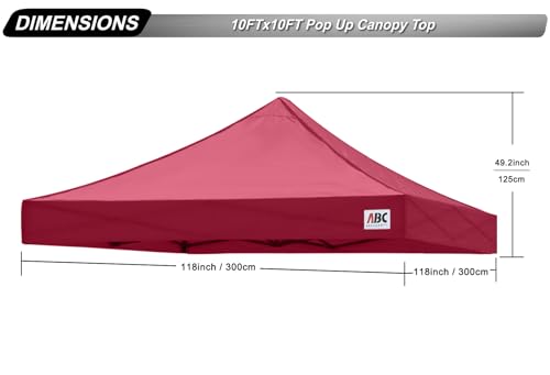Image of ABCCANOPY Replacement Canopy Top for Pop Up Canopy Tent 10x10 Burgundy