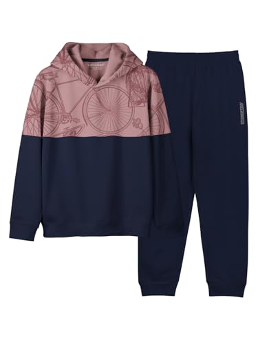 Image of HELLCAT Printed Cotton Blend Hoodie T-shirt and Jogger Trackpant Clothing Set for Boys.