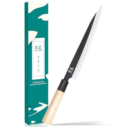 SHANGDAO Sashimi-Sushi-Messer 25 cm – Fleischschneidemesser und Yanagiba-Messer, Fischfiletieren und -schneiden – deutscher Stahl und traditioneller Holzgriff, Geschenkbox