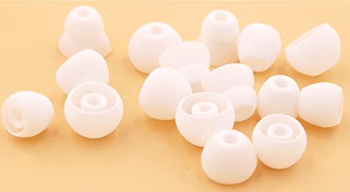 Image of 8 Pairs Powerbeats Pro Ear Tips Buds, 4 Size Replacement Soft Flexible Fit in Case Noise Reduce Silicone Rubber Earbuds Eartips Wing Skin Accessories Compatible with Beats Flex /BeatsX - White