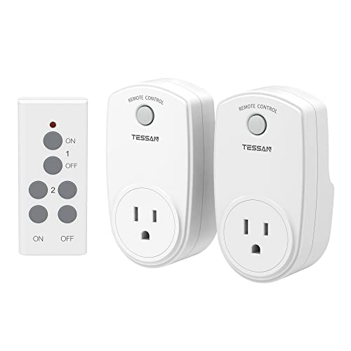 TESSAN 2 Pack Remote Control Outlet, 1 Remote + 2 Outlet