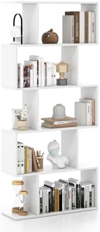 HOMCOM Wooden S Shape Bookcase Bookshelf Dividers Storage Display Unit - View #4