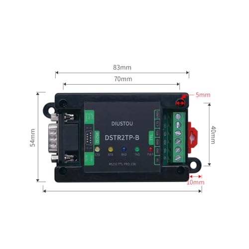 Module RS232 vers TTL avec isolation OPTO et boîtier ABS sur rail DIN