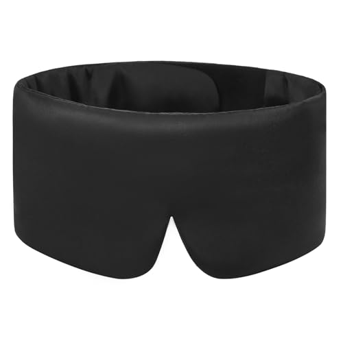 Image of ALASKA BEAR Weighted Eye Mask Silk ALASKA BEAR for Sleeping, Wraparound Style Compression, Wide Headband and Large Coverage Ears for Sound-muffling, Microwavable Beads Filled | Wraparound Style, Wide and Large Ear Coverage, Microwavable Beads Filled