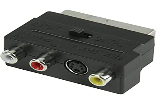Valueline SCART/3x RCA + S-Video SCART 21p21c SVHS + 3x RCA Negro - Adaptador para cable (SCART 21p21c, SVHS + 3x RCA, Male connector/Female connector, Negro) Cover