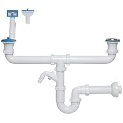 Grifo Doble Fregadero Lavavajillas Doble sifón para fregadero con conexión a lavavajillas