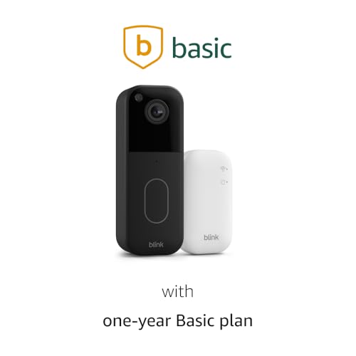 Image of Blink Video Doorbell with1-Year Basic plan- Head-to-toe HD view, two-year battery life, and simple setup. Sync Module Core included - System (Black)