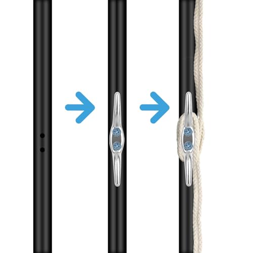 5 Stück Klampenhaken Anlegeklampen Belegklampe Festmacherklampe Seilklampe Flaggenklampe Klampe Boot mit Befestigungsschrauben und Kunststoffstopfen, für Yachten, Fahnenmasten, Segelboote, Markisen