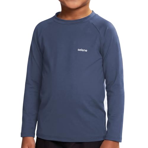 SELENE INFANTIL Camiseta Manga Longa Proteção UV50+ Segunda Pele, Azul Índigo, 8