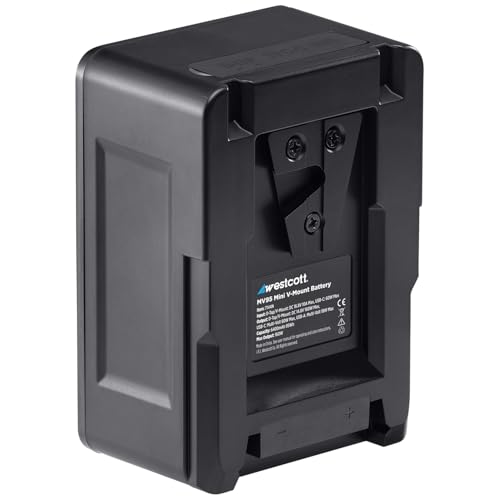 Image of Westcott MV95 Mini V-Mount Battery with USB-C (14.8V, 95Wh) - Portable V-Mount Battery for Photography and Video Lighting Equipment, Laptops, and Cameras (MV95 Mini V-Mount with USB-C) | 95wh 14.8V V-Mount Battery, 60W USB-C, 18W USB-a, 14.8V D-Tap, 10a Max, 4.3x3x2.1 in, 1.2 Lb