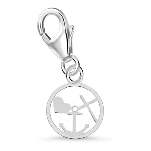 mini klein Anker Kreuz Herz Karabiner Charm Anhänger für Bettelarmband aus 925 Sterling-Silber