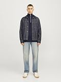 JACK & JONES Męska kurtka z dzianiny z zamkiem błyskawicznym na ćwiartki, jednokolorowa, z zamkiem błyskawicznym na ćwiartki, sky captain, L