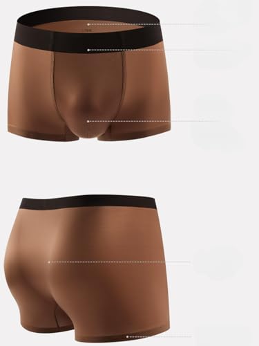 Satin Silk Boxer Briefs Mid Waist Underpants,Ice Silk Boxers Lingerie Breathable Seamless Men's Underwear3