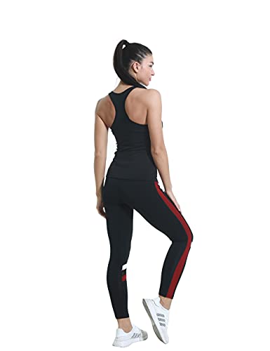 Jacket Vest and Leggings Sets Women Yoga Workout Clothes Sets Jogging Tracksuit Stretch Outfit Set 3 Pieces Set for Women (Rust Red, x_l)