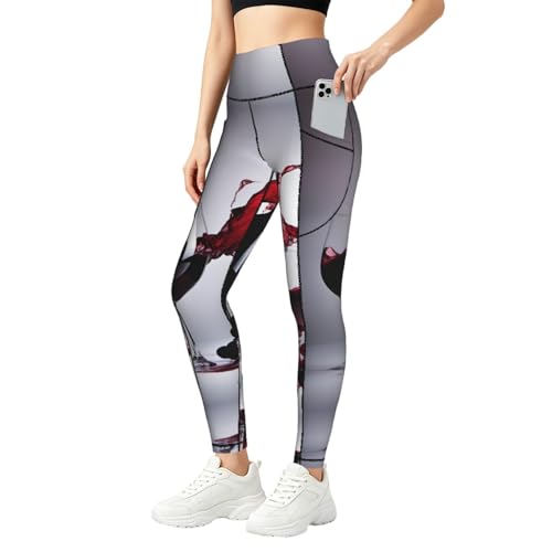 Leggings de moda vino tinto con bolsillos: conjunto de fitness para mujer