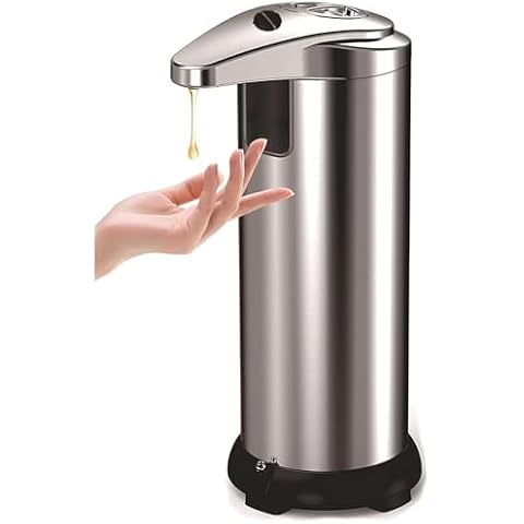 Boxonly Automatic Touchless Soap Dispenser for Kitchen & Bathroom, Hands-Free Infrared Sensor, Stainless Steel Design, Battery-Operated, Suitable for Soap, Detergent, Lotion and Hand Sanitizer Cover