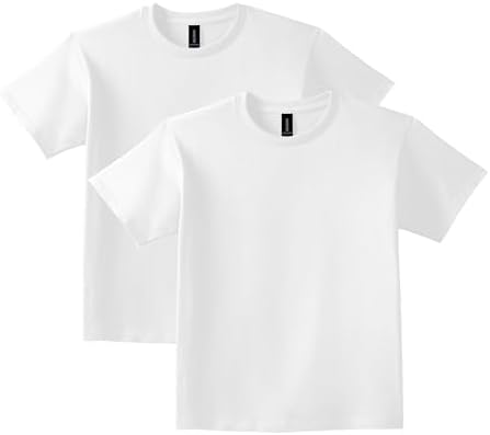 Gildan Youth Ultra Cotton T-Shirt, Style G2000B, 2-Pack, White, Medium