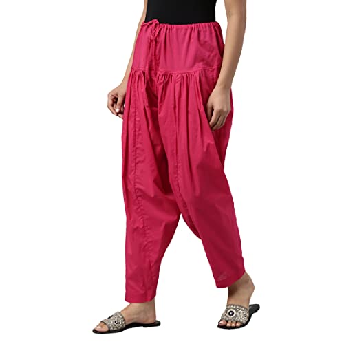 Image of GO COLORS Soft Cotton Salwar for Women | Relaxed Fit, Mid Rise, Ankle Length, Drawstrings