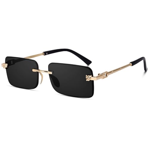 Image of IFLASH UV Protected Retro Rectangular Rimless Sunglasses for Men and Women