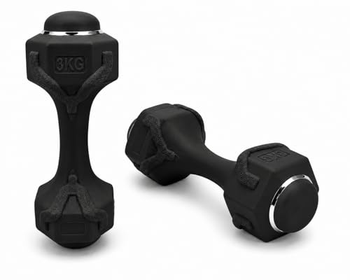 Image of PVC Hex Pair Fixed Dumbbells Pack of 2 for Home Gym Equipment Fitness Barbell | Gym Exercise|Home Workout, Gym Dumbbell | Dumbbells Weights for Men & Women | (BLACK, 3KG PAIR)