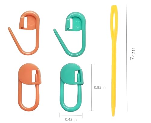 Image of ARTISTERY Plastic Locking Knitting Crochet Stitch Markers (20 Pcs, Multicolor) + Colorful Large Eye Plastic Sewing Yarn Needles (10 Pcs, Multicolor) for Crochet & Weaving