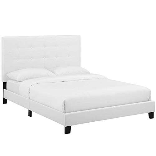 Modway Melanie Tufted Fabric Upholstered Twin Platform Bed In White #TOP1
