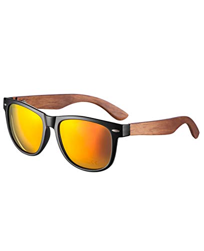 Mens Sunglasses Sports Polarized Sunglasses UV Protection Sunglasses for Wooden Sunglasses (C?Orange1)
