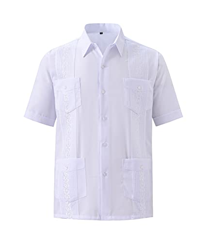MAXJON Men's Guayabera Shirts for Mens Cuban Shirts Short Sleeve Shirt2
