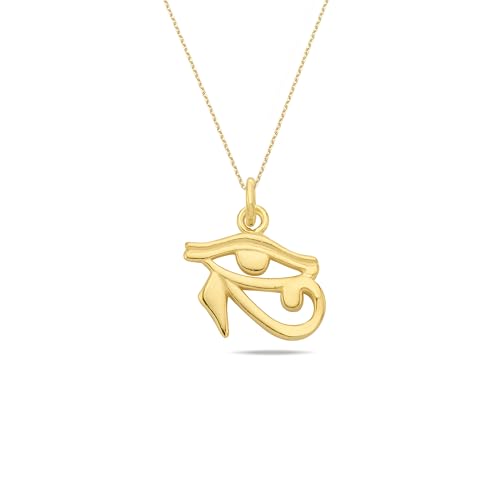 MIONZA 14K Gold Vermeil Eye of Ra Necklace, Horus Eye Pendant, Spiritual Necklace for Women, Eye of Horus Jewelry, Gift for Her