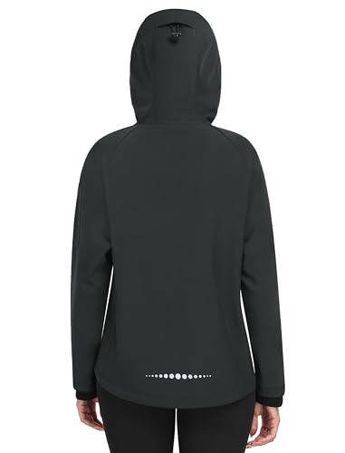 MoFiz Women's Fleece Lined Softshell Jacket Hooded Windproof Lightweight Insulated Jacket Full Zip Warm Coat3