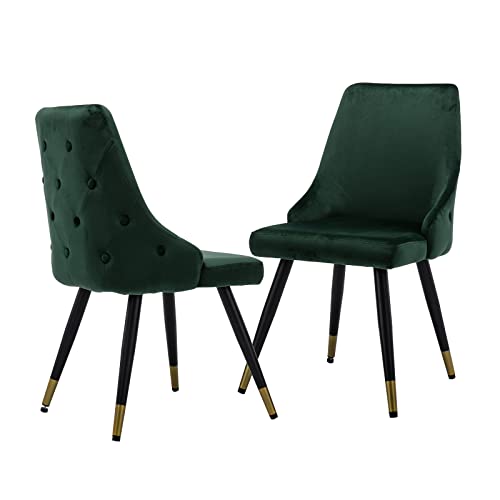 Chairus Sillas Terciopelo De Comedor Para Cocina Juego De 2 Silla De Oficina Sin Brazos Moderna Silla De Tapizado Con Patas De Metal Verde 1-2 Chairus Sillas Terciopelo De Comedor Para Cocina Juego De 2 Silla De Oficina Sin Brazos Moderna Silla De Tapizado Con Patas De Metal Verde 1-2