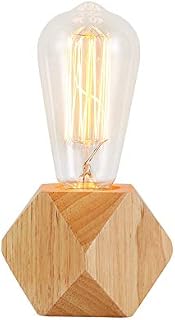 Mini Solid Wood Table Lights Retro Wooden Base Desk Lamps for Bedroom, Living Room,Baby Room, College Dorm,Bookcase