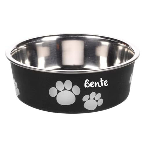 Personalizzabile ciotola in acciaio inox 300 ml Nero XS – per cani di piccola taglia e gatti – ciotola per cibo & acqua personalizzata con nome – Petslino