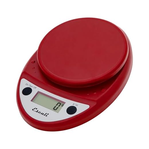 Escali Primo Digital Kitchen Scale (11 lb/ 5 kg Capacity) (0.05 oz/ 1 g Increment) Premium Food Scale for Baking, Cooking and Mail - Lightweight and Durable Design - Lifetime ltd. Warranty - Warm Red