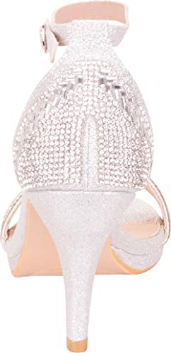 Cambridge Select Women's Single Band Crystal Rhinestone Buckled Ankle Strap Platform High Heel Sandal,10 B(M) US,Silver… - Image 4