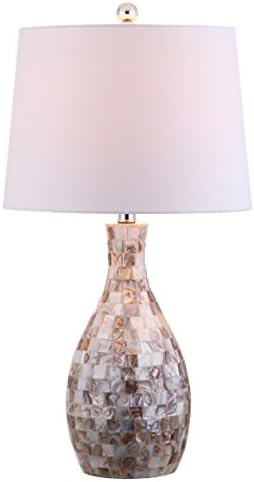 JONATHAN Y Verna 26.5" Table Lamp Mosaic Seashell, Ivory/Beige