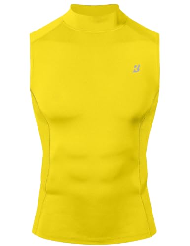 Roadbox Men's Sleeveless Turtleneck Compression Shirt, Athletic Tank Top