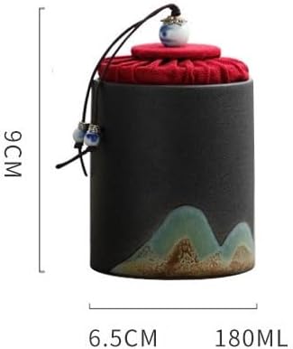 SONGCHAO Sugar Jar Portable Ceramic Sealed Jar Small Hand-Painted Red and White Longjing Tea Can Tea Canister(B)