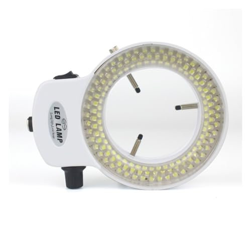 Microscope Adjustable 6500K 144 LED Ring Light Lamp for Industry Stereo Microscope Lens 110V-240V Adapte(White)