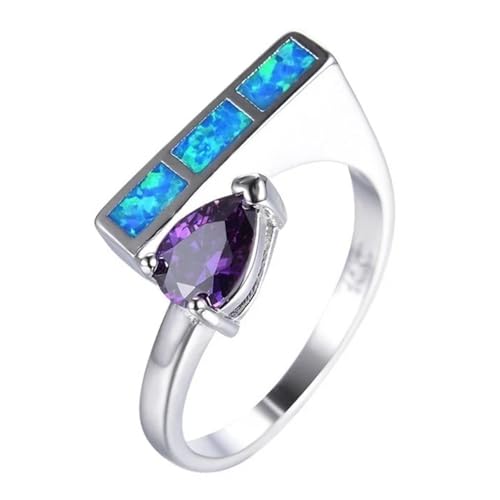 Anneaux géométriques en opale bleue le cadeau vintage idéal pour homme et femme