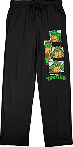 Teenage Mutant Ninja Turtles Original Four Mens Black Drawstring Sleep Pajama Pants