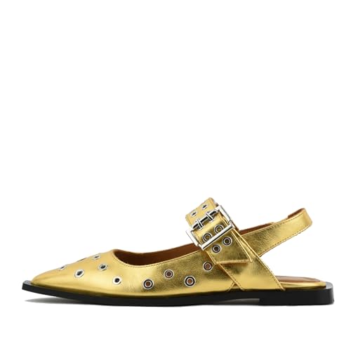 Slingback Flats for Women with Pointed Toe Adjustable Strap Comfortable and Casual Design Ideal for Dress Occasions with Stylish Grommet Details