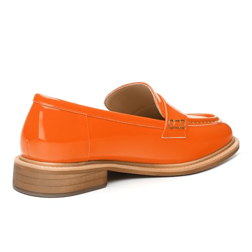Image of JUSTDANNI Loafers for Women Slip On Shoes with Round Toe 1.2-Inch Low Chunky Block Heel Patent Comfortable Casual Dress Pump Shoes for Wedding Party Work Shopping Dating