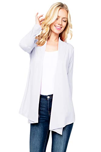 Image of Women's Drape Front Open Cardigan Long Sleeve (S-2X, Made in USA)